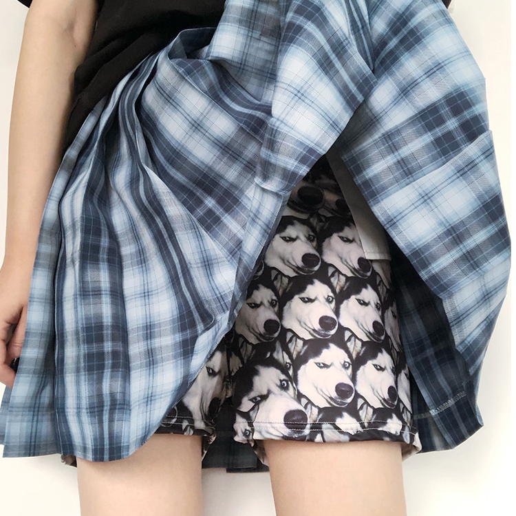 Dog Head Safety Shorts Leggings Husky Personality Jk Skirt Short Sleep Shorts Anti-Exposure Prank Silly Summer Safety Pants