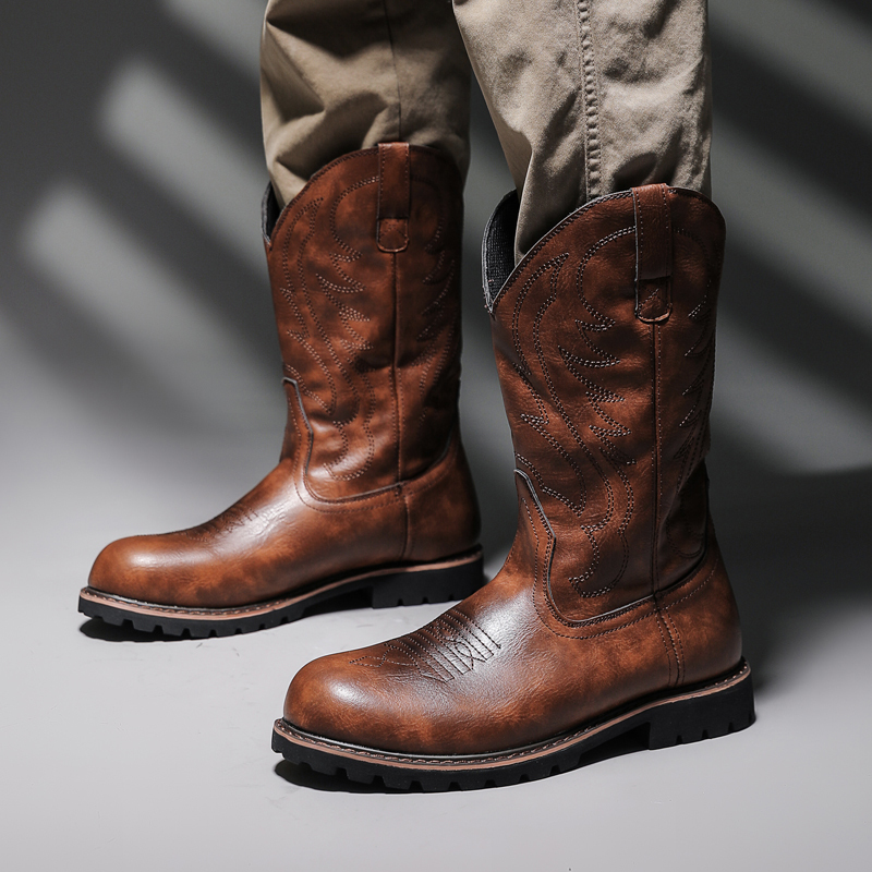Amei Casual Slip-On High-Top Martin Boots Chelsea Boots Men's Slip-On Riding Boots Western Cowboy Boots Large Size Amei Casual Slip-On High-Top Martin Boots Chelsea Boots Men's Slip-On Riding Boots Western Cowboy Boots Large Size