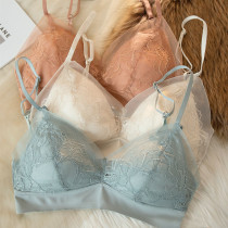 Hana HANA Ultrathin Underwear Female Lace Mesh Yarn Comfort Little Chest Pure Desire Girl Bra Hood Thin boneless elastic