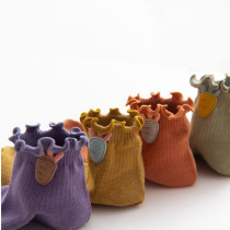 Cute embroidered lace wood ear edge Mari rare shoes leather shoes Sox children Summer and spring fall short socks South Korean pure cotton