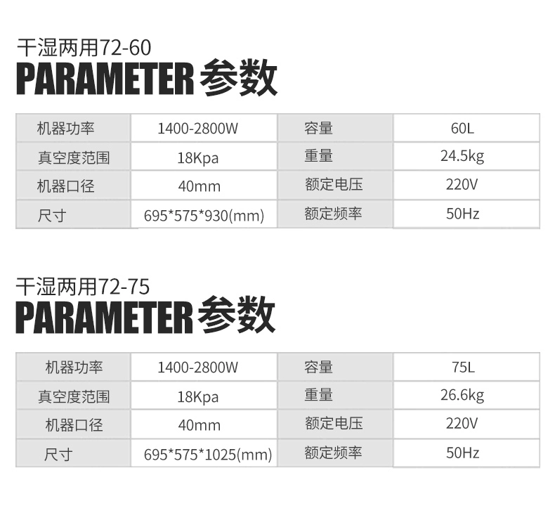 Máy hút bụi công nghiệp Yili YLW72-60L Máy hút nước công suất cao 2800W khách sạn thương mại ướt và khô sử dụng kép 60 lít - Máy hút bụi