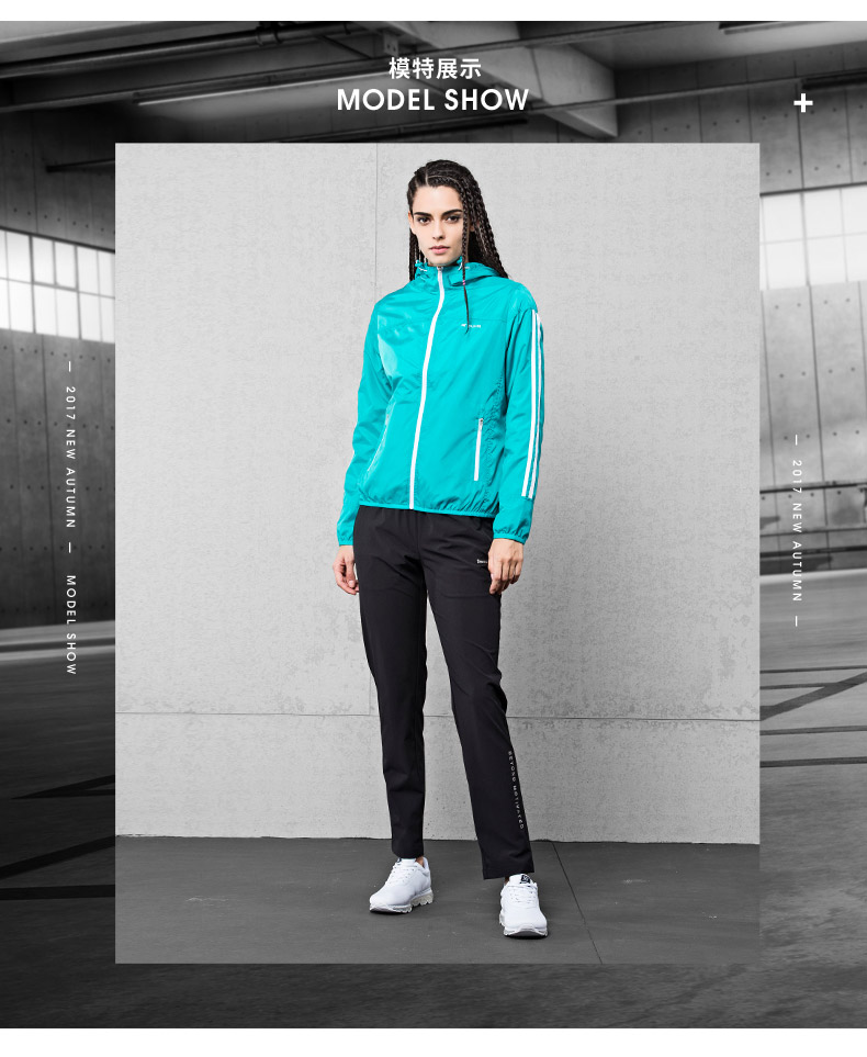 361 độ phụ nữ mới của phụ nữ mở windproof duy nhất áo gió 361 ngắn trùm đầu thời trang giản dị áo khoác thể thao phụ nữ áo khoác gió lining