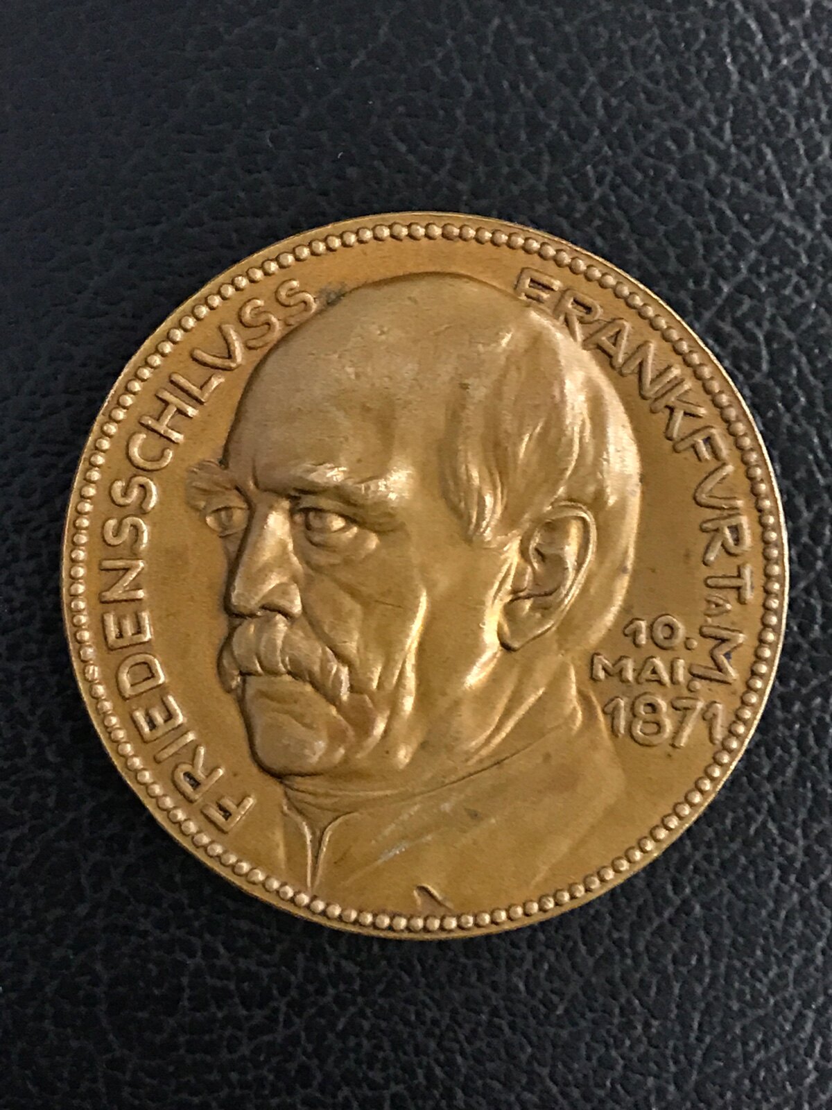 UNC 1911 German chancellery Bismarck and Mauchi double head gold plated large bronze medal
