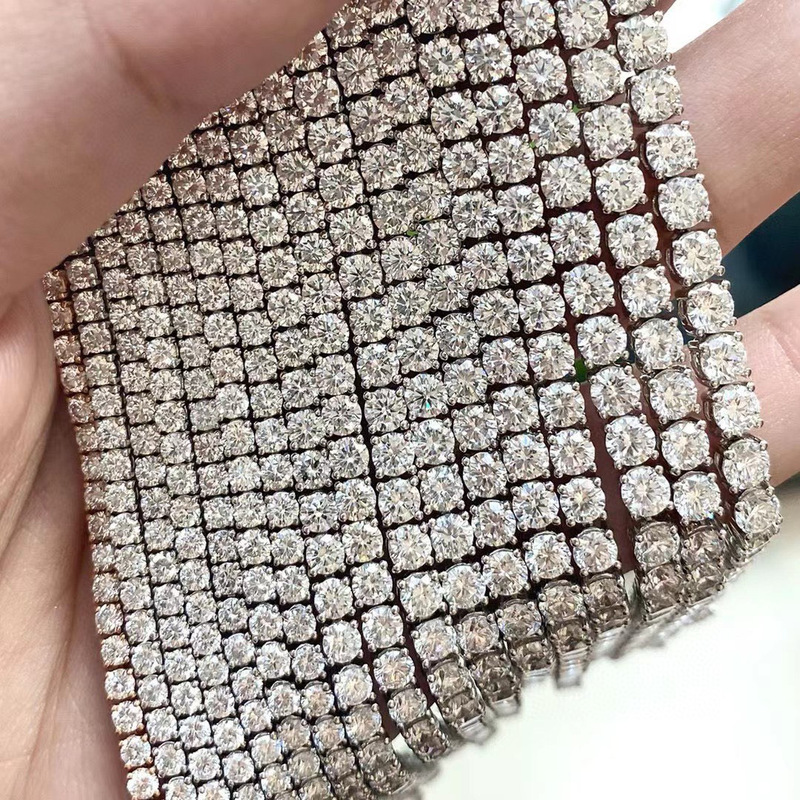 18K Gold Cultured Diamond Four-Claw Full Diamond Bracelet, Luxurious and Elegant Gift Proposal Bracelet, Diamond Pavé Tennis Bracelet