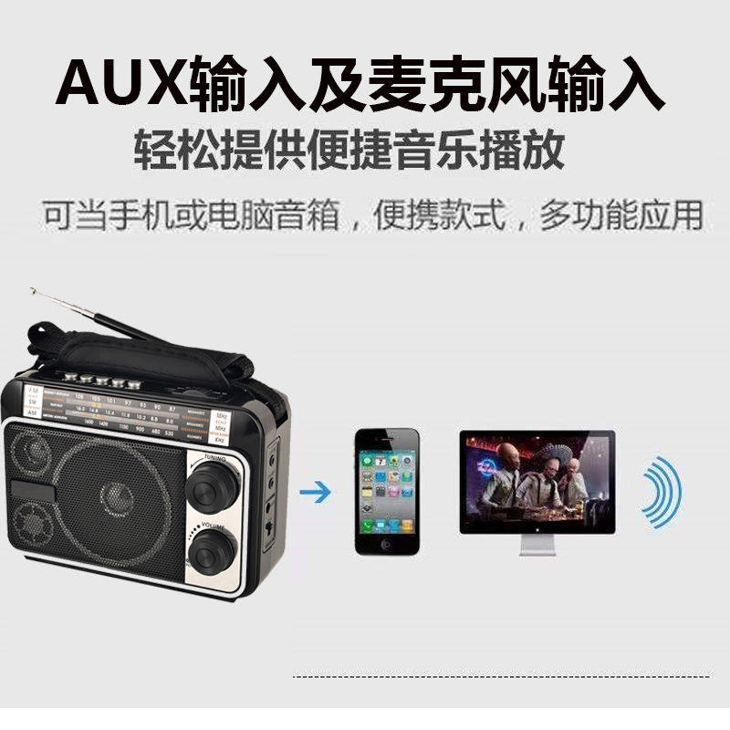 Full-Band Plug-In Card Multifunctional Bluetooth Radio Portable Elderly Speaker Precise Frequency Modulation Mp3 Semiconductor