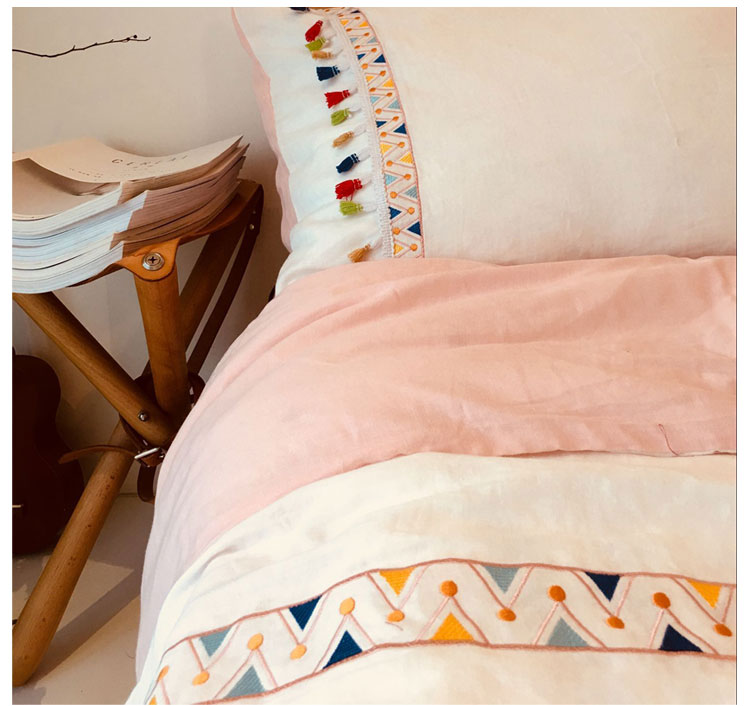 ins Bohemian tua handmade có Giường tầng và ăn sáng một gia đình bốn rắn đôi sợi giường 1,8 mét - Bộ đồ giường bốn mảnh bộ ga gối everon