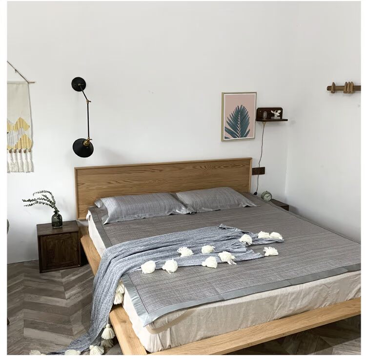 Thảm y tế Han Phường ba mảnh Bắc Âu đơn giản màu rắn băng lụa 1.5 / 1.8m giường điều hòa không khí mềm mat - Thảm mùa hè chiếu trúc đơn