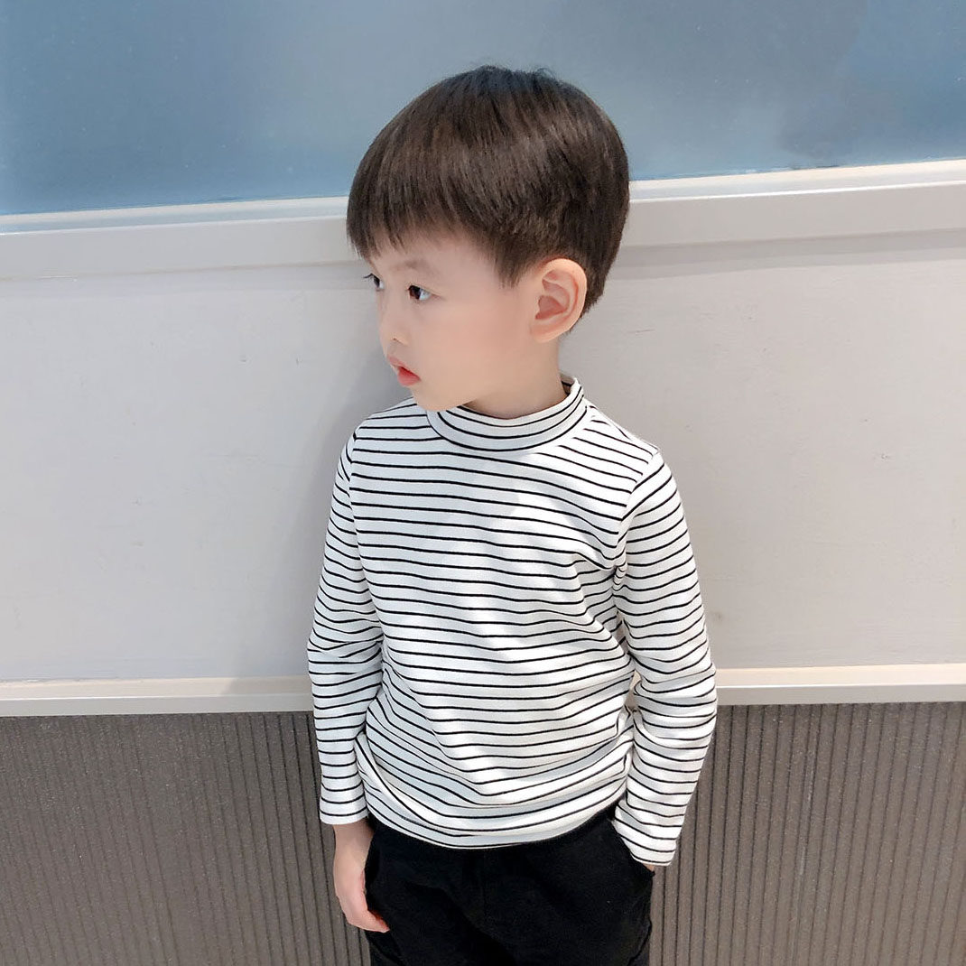 Boy striped inside lap clothes in spring autumn clothing new children in pure cotton blouses foreign men and women with chily undershirt