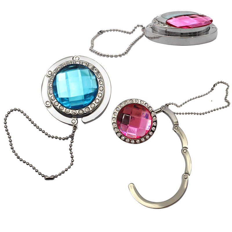 Creative diamond-encrusted crystal bag hook folding metal hook round new bag holder exquisite gift 10