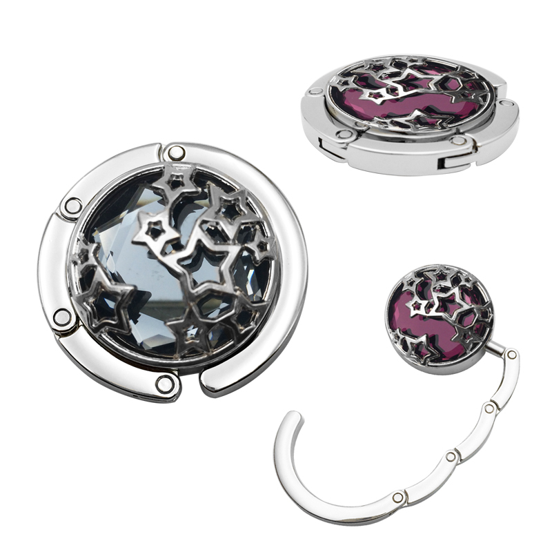 Creative Star-Shaped Net Bag Hanger, Table-Side Bag Hook, Round Glass Hook, Foldable and Portable Women's Bag Hook