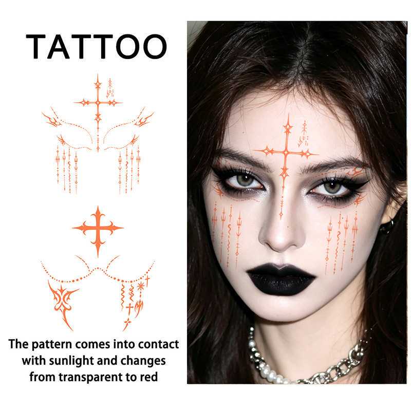 Su Xiaomu Halloween Tattoo Stickers, Long-Lasting Waterproof Runes for Men and Women, Face Party Performance Horror Makeup