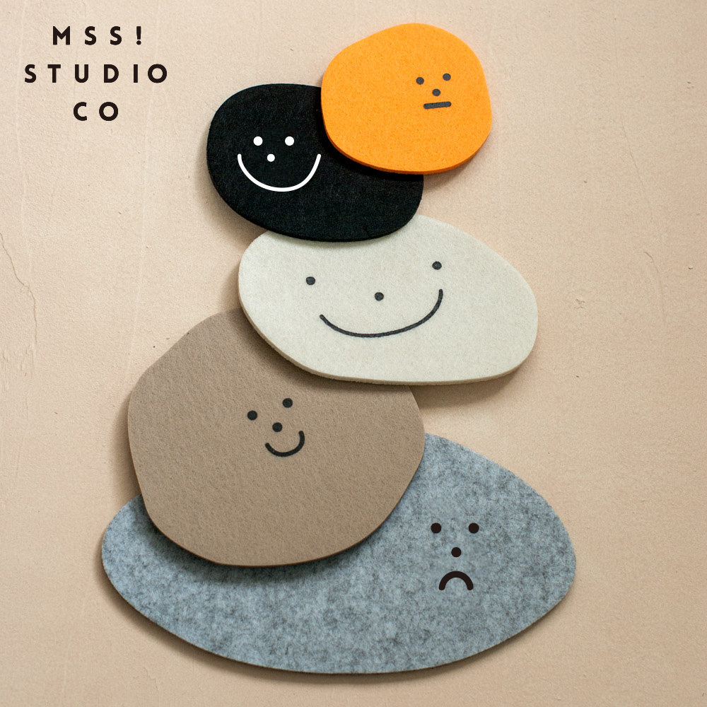 MSS Meow Warlock cute emoji colorful stone felt coaster table insulation mat Nordic cartoon decoration ins