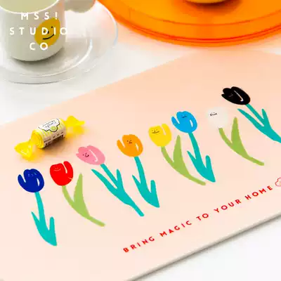 MSS Meow Warlock original new tulip felt placemat office desktop mouse pad insulation and waterproof