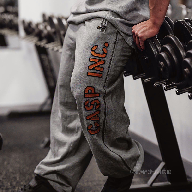 Gasp Casual Straight-Leg Pants Loose Large Size Sweatpants Embroidered Zipper Pocket Distressed Sports Pants for Men