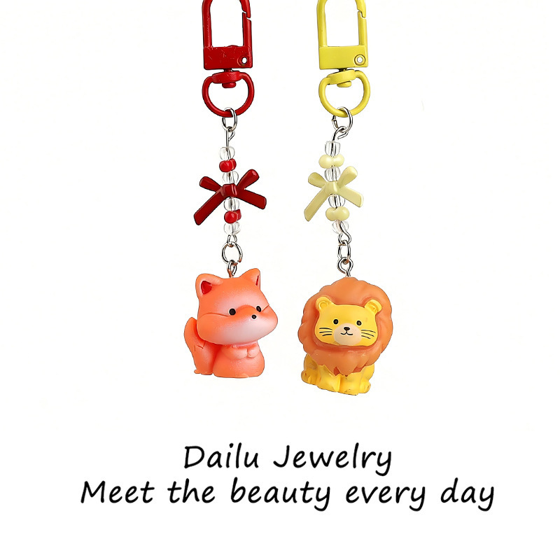 Cute Little Fox and Little Lion Keychain Bag Pendant, Girly and Creative Ornament