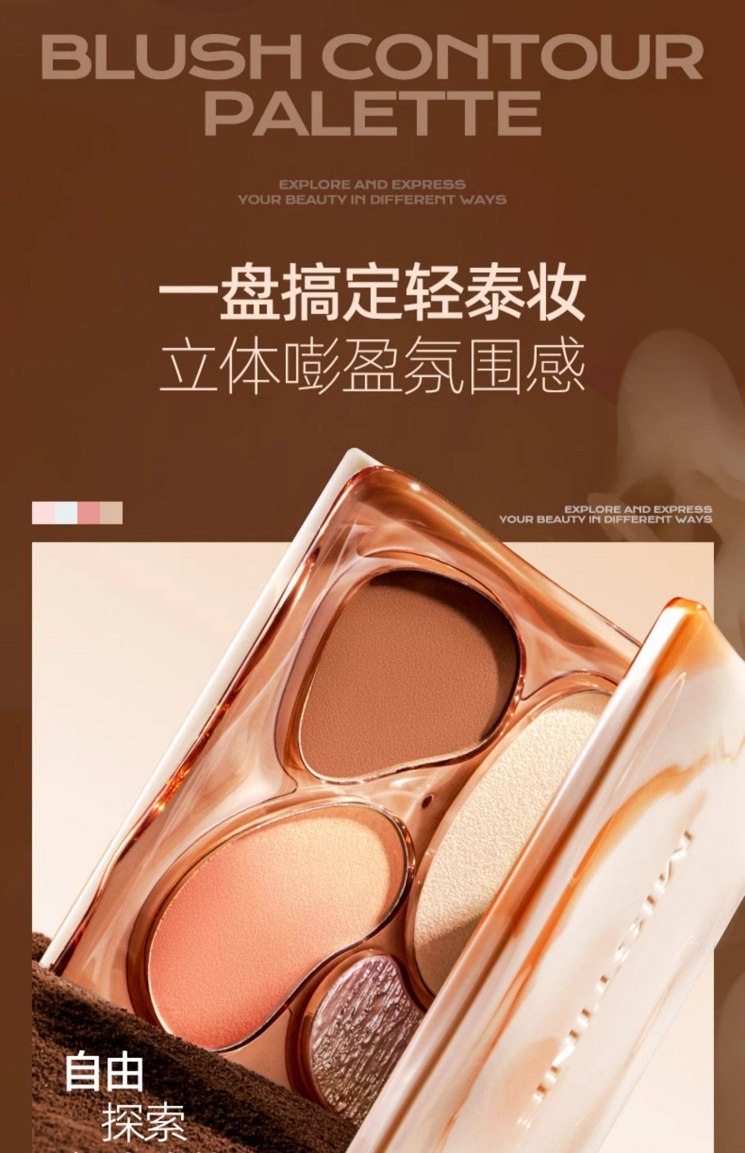 【中国直邮】泰国 蜜丝婷 奶咖面部综合彩妆一体盘高光修容腮红三合一  02海岸花火