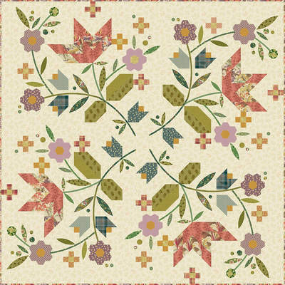 [Online Video Course] Spring Mystery Quilt 2023 Patchwork Quilt Video Tutorial Machine Sewn Patchwork