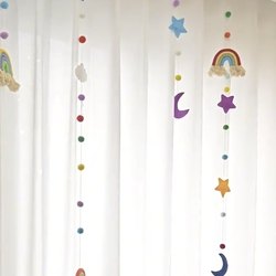 Decorative Curtains, Rainbow Ornaments, Cute Flower Pendants, Fabric Accessories, Three-Dimensional Versatile Plain Curtains to Decorate Children's Rooms