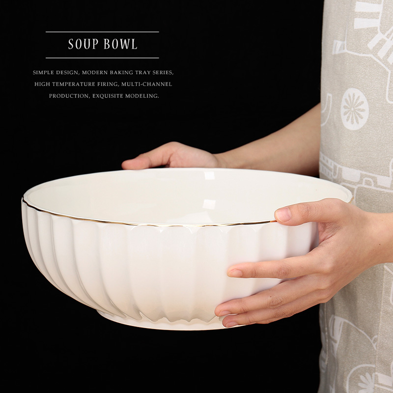 Ceramic Special Size Soup Bowl Soup Ancient Bowls Public Spoon Bowls Bone China Porcelain Phnom Penh Hotels Home Large Bowl Pans Heat Resistant Fish Basin