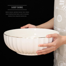 Ceramic king-size soup bowl Soup ancient soup bowl Spoon bowl Bone China Phnom Penh hotel household large bowl product pot Heat-resistant fish bowl