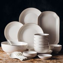Nordic ceramic dish set Household tableware 4 people bone China high-grade gold wire bowl and dish combination 6 people Japanese bowl and spoon