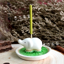 Thai crafts handmade ceramic elephant ice crack incense incense tray incense insert base tower incense dual-use