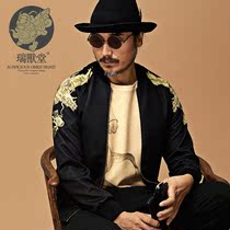 (Menswear Beasts) Day of Life Chinese Wind Golden Dragon tattooed black bottom design inserted shoulder sleeve personality necrotsuit jacket