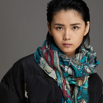 Genwon China Wind wool cashmere positioning printed large shawl wool side irregular design lengthened scarves