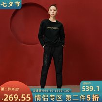 (original mustard) Creation Chinese style text printing sports style nine-point design casual pants couple women