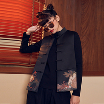 (Mustard original) Li Yong Chinese style collar handmade buckle printing design improved Tang suit thin cotton horse clip