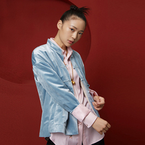 (Mustard original) Jun Tian Chinese style color color short coat stand collar buckle retro modified velvet Tang suit women
