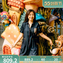 Wenyon China Wind Chinese style Liantide Tide Jeans with half sleeves Heavy work embroidered outline tooling one-piece trousers