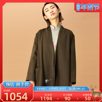 (Mustard original) Gaochang China Wind Heavy Industry Embroidery Lace Design Cocoon Medium Long Wool Coat