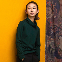 (Mustard original) Divination Chinese Wind base Cuff Disc Buckle Manmade Up T-shirt High collar conspicually thin undershirt woman