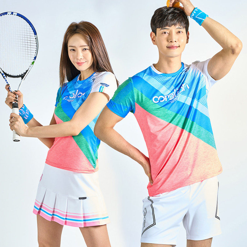 2022 new Korean CORALIAN sweat-absorbing quick-drying badminton clothing men and women short-sleeved T-shirt 2