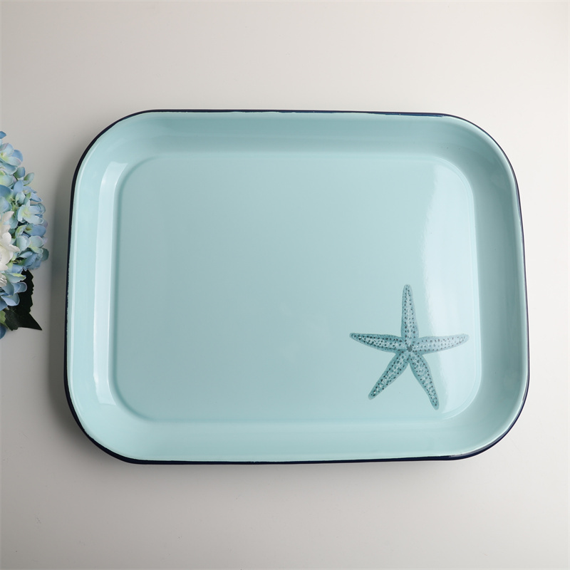 Impression Enamel Exported to Finland Starfish Extra Large Baking Tray Square Tray Baking Plate Enamel Grilled Fish Plate Barbecue Plate Impression Enamel Exported to Finland Starfish Extra Large Baking Tray Square Tray Baking Plate Enamel Grilled Fish Plate Barbecue Plate