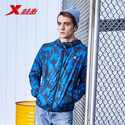 Áo gió nam Xtep 2019 cập nhật rừng mới với cùng một đoạn ngụy trang họa tiết thời trang áo khoác thể thao - Áo gió thể thao mẫu áo gió nam đẹp 2020 Áo gió thể thao