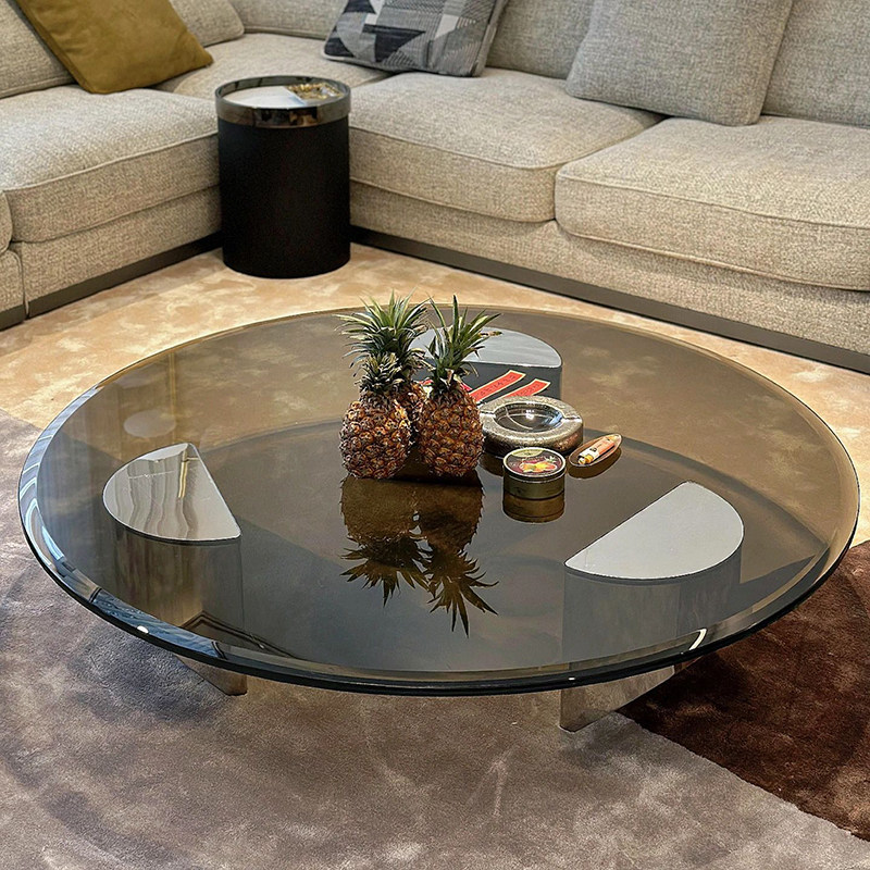 Italian Wedge designer coffee table Italian minimalist stainless steel villa creative round long coffee table