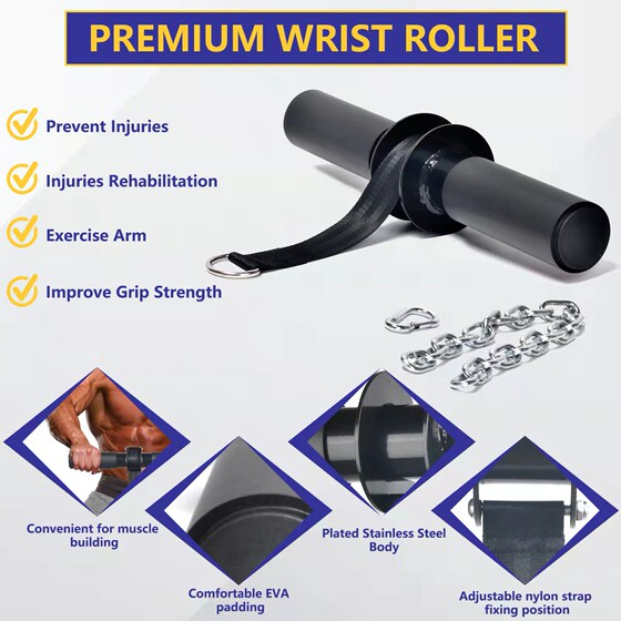 Forearm Strength Trainer Forearm 0kg Bar Weight-Bearing Rope Arm Exercise Fitness Wrist 0kg Roll Strap