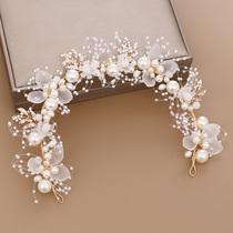 2020 new Korean bridal hair band Forest fairy hair accessories Wedding dress accessories simple womens white yarn accessories