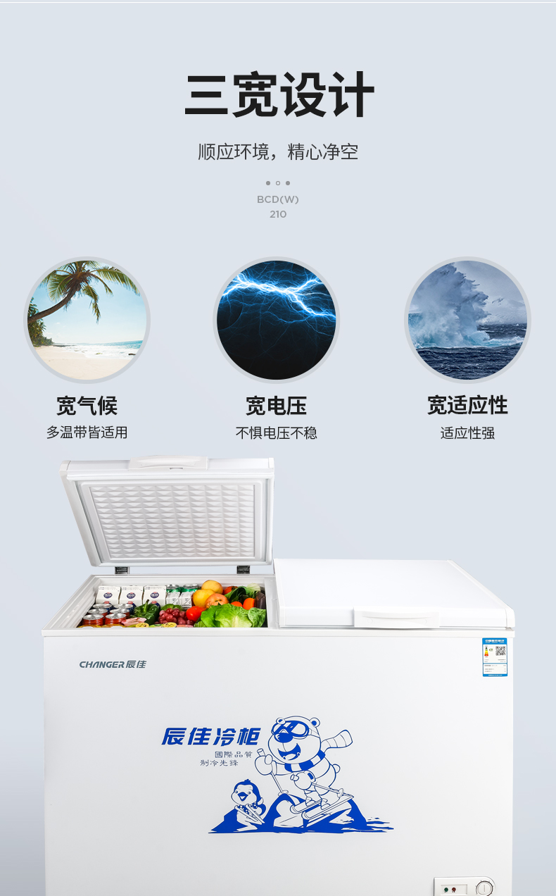 THAY ĐỔI Chen Jia BCD (W) -210L Tủ đông lạnh đông lạnh dành cho người tiêu dùng và thương mại - Tủ đông tủ đông đứng sanaky