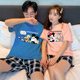 Couple pajama cô gái dễ thương Chuột Mickey ròng đỏ nổ bông cotton mùa hè mens mỏng nhà quần áo hai mảnh bộ có thể kiệt sức.