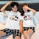 Couple pajama cô gái dễ thương Chuột Mickey ròng đỏ nổ bông cotton mùa hè mens mỏng nhà quần áo hai mảnh bộ có thể kiệt sức.