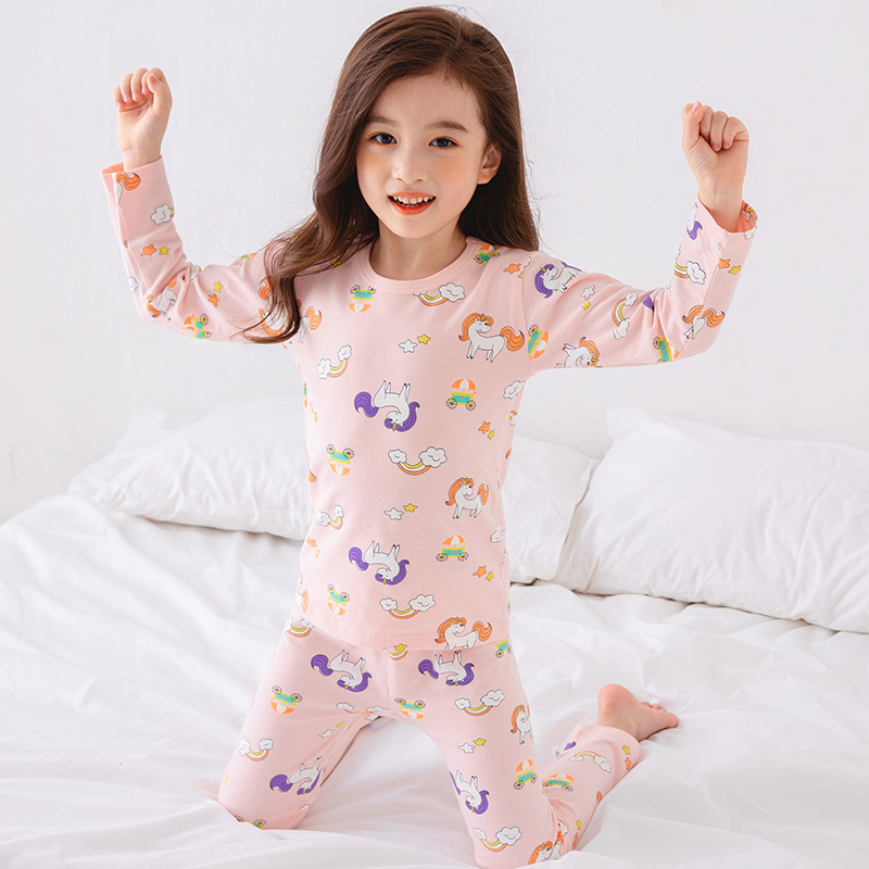 Baby line dress cotton thin children's underwear set shirt shirt shirt girl autumn clothes autumn pants cotton spring and autumn pajamas