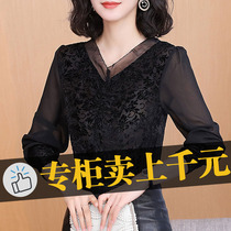 Womens top high-end gold velvet 2021 new spring and summer T-shirt warm base shirt with foreign style small shirt Spring