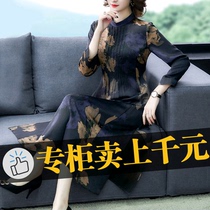 Silk mulberry silk plus size womens high-end dress spring and autumn temperament summer long skirt national style Western style fashion