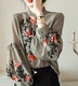 2023 new long-sleeved plus-size women's clothing early autumn top lady chiffon shirt spring and autumn clothing silk mulberry silk