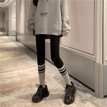 Leggings womens 2021 new autumn and winter stripes color high waist small feet elastic tight nine points wear winter pants