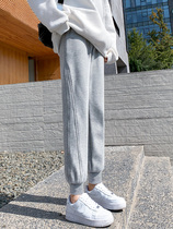Grey Sports Pants Woman Loose Bunches Casual Pants Spring Autumn 100 Lap Straight Barrel Long Pants Korean Version Light Cage Pants Wee Pants Tide