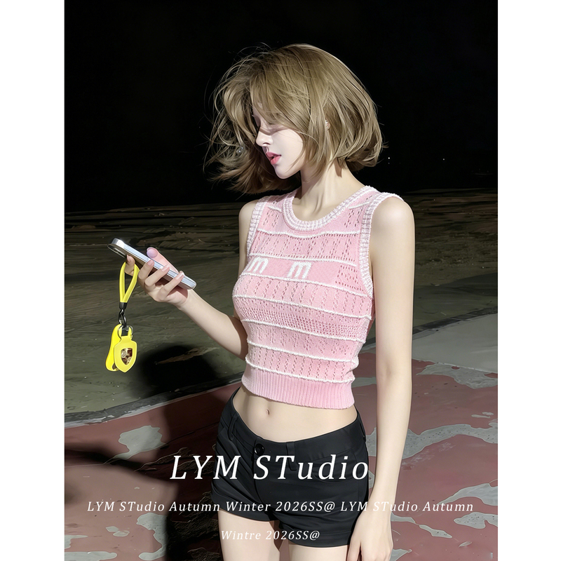 Lym Studio Dopamine Pink Sleeveless Tank Top for Women, Summer Slim Fit Versatile Trendy Top Lym Studio Dopamine Pink Sleeveless Tank Top for Women, Summer Slim Fit Versatile Trendy Top
